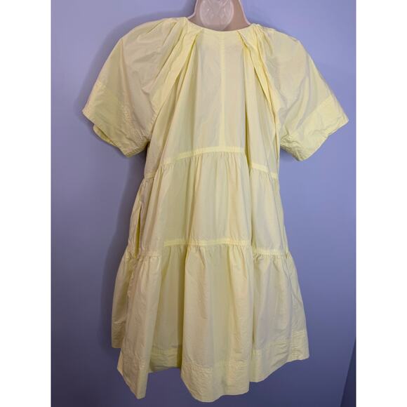 A.L.C. Camila Short-Oversized Sleeve Tiered Mini Dress Canary Sz 0 - Picture 5 of 13
